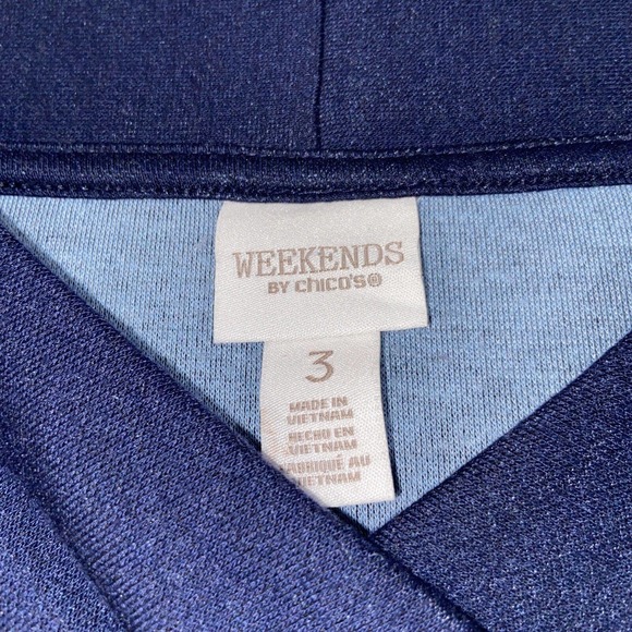 Weekends by Chicos Sweater Womens 3 Blue Long Sleeve V Neck Solid Casual Top - Picture 3 of 15